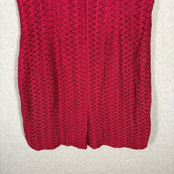 Vintage Jule Wyn Dress Womens 14 Red Mini Lace Textured Zig Zag 50s 60s Mod Knee - Picture 10 of 12